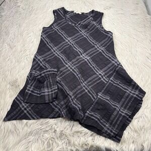 Soft Surroundings Women's S Black Plaid Asymmetrical Sleeveless Top Art to Wear